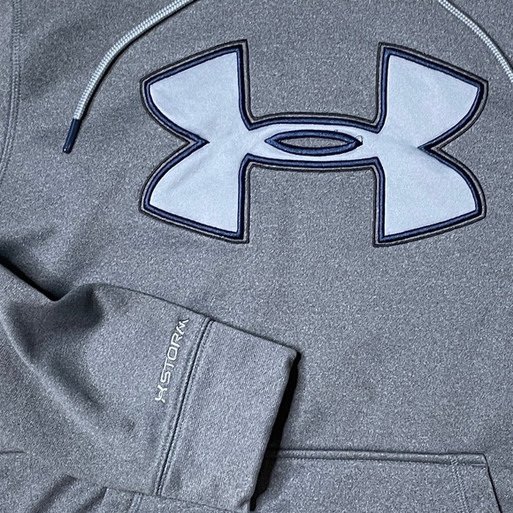 Under Armour Storm Loose Fit Gray Athletic Pullover Hoodie Men's Size Medium M - Picture 5 of 7